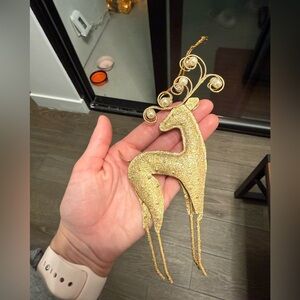 Gold Glitter Reindeer Ornament